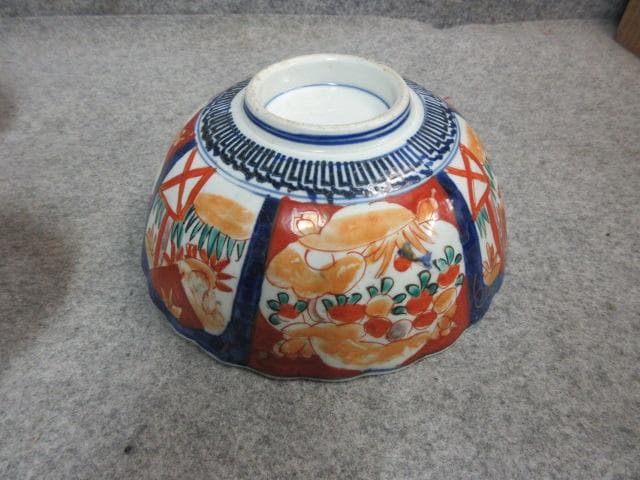 伊万里 色絵 錦手 三つ鉢 [B24006] 花篭手 アンティーク 古玩 古美術