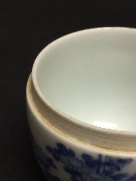 清時代 染付棗 青花茶器 茶道 中国古玩時代もの