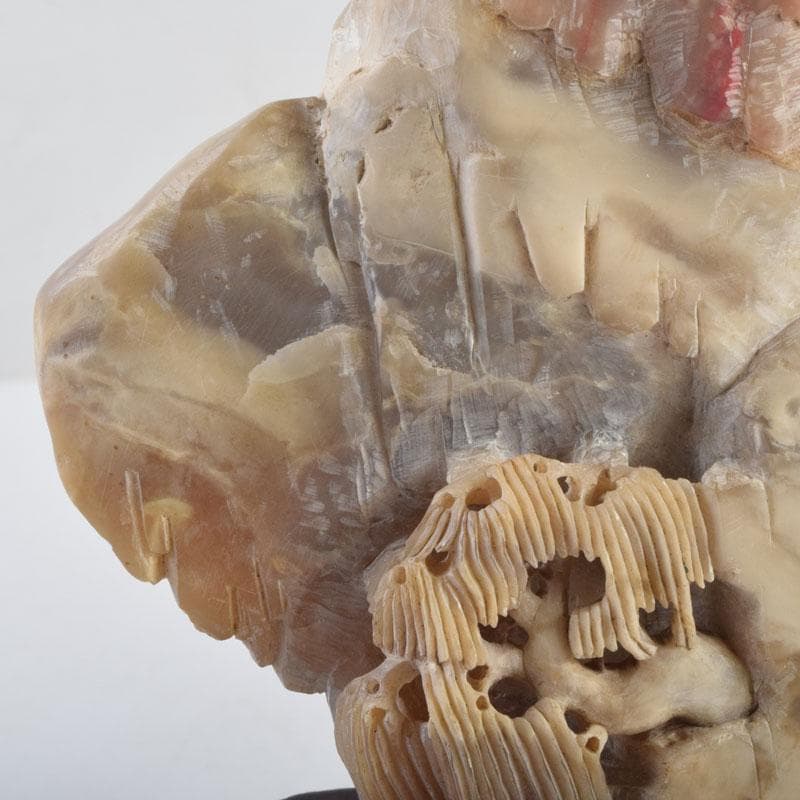 中国 玉石寿山石鶏血彫刻 山水雕 置物 唐木台付 V 9220 - メルカリ