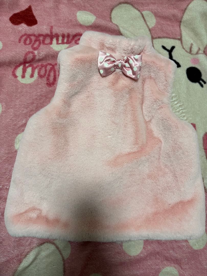 うさぎ　ファー　ベスト　ピンク