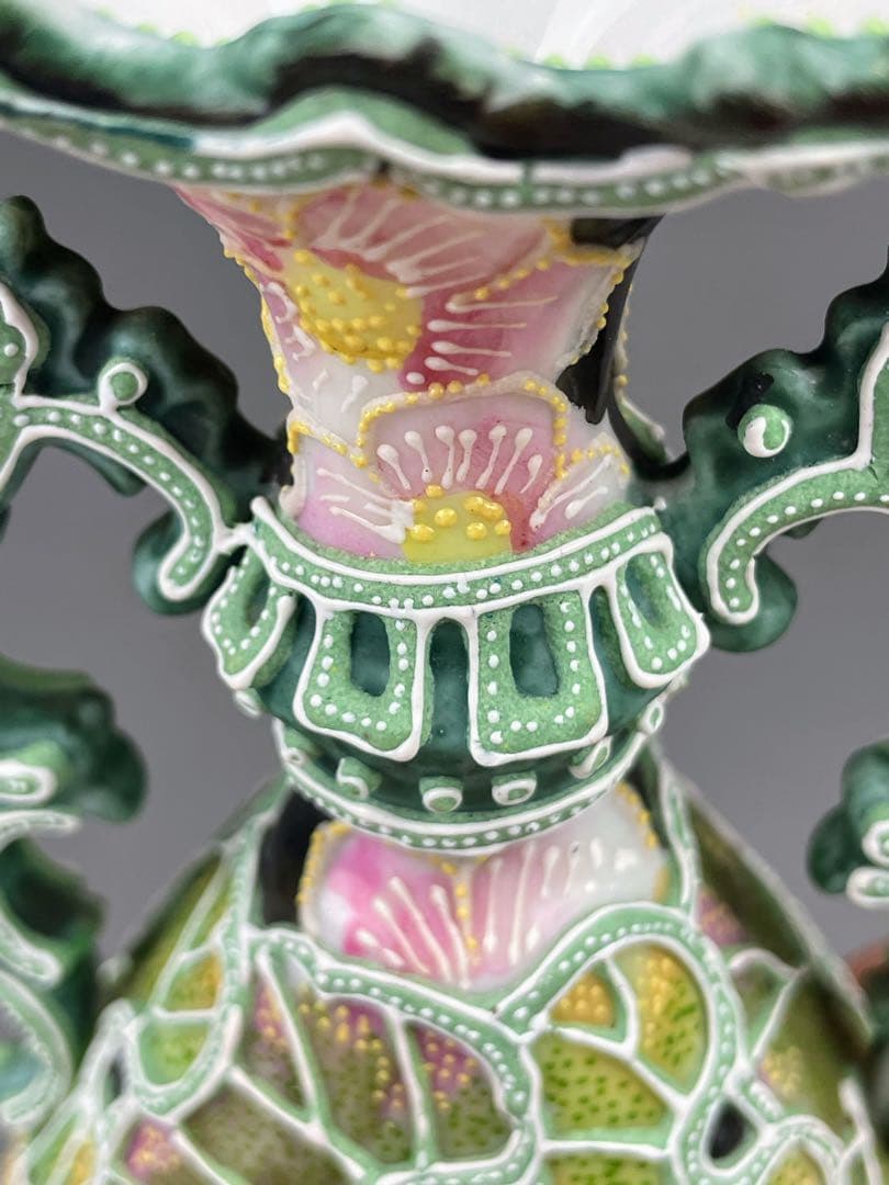 オールドニッポン アールヌーボー 花紋 一陳盛り 花瓶 明治期 里帰りの