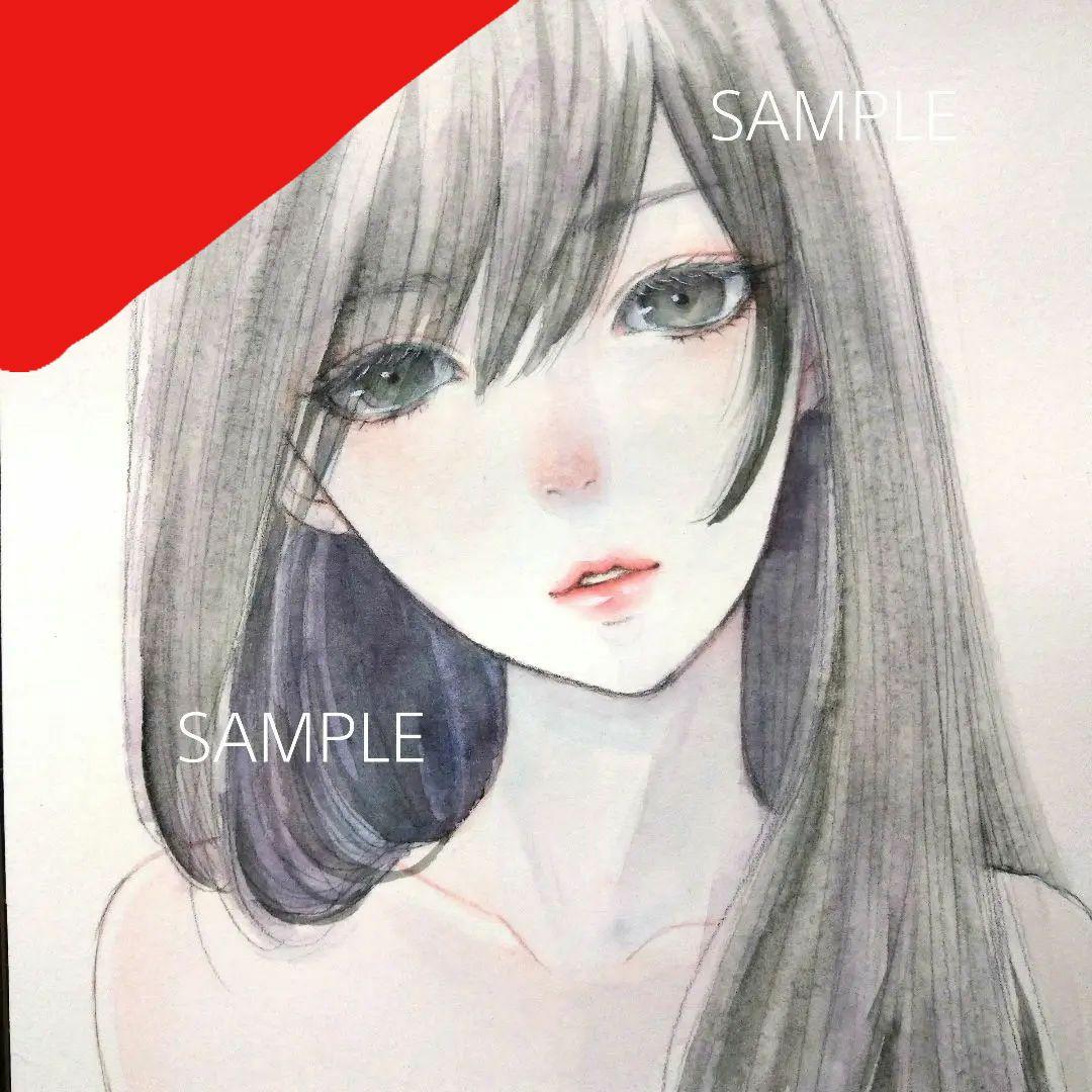 専用絵画水彩画手描きイラスト女性美人画