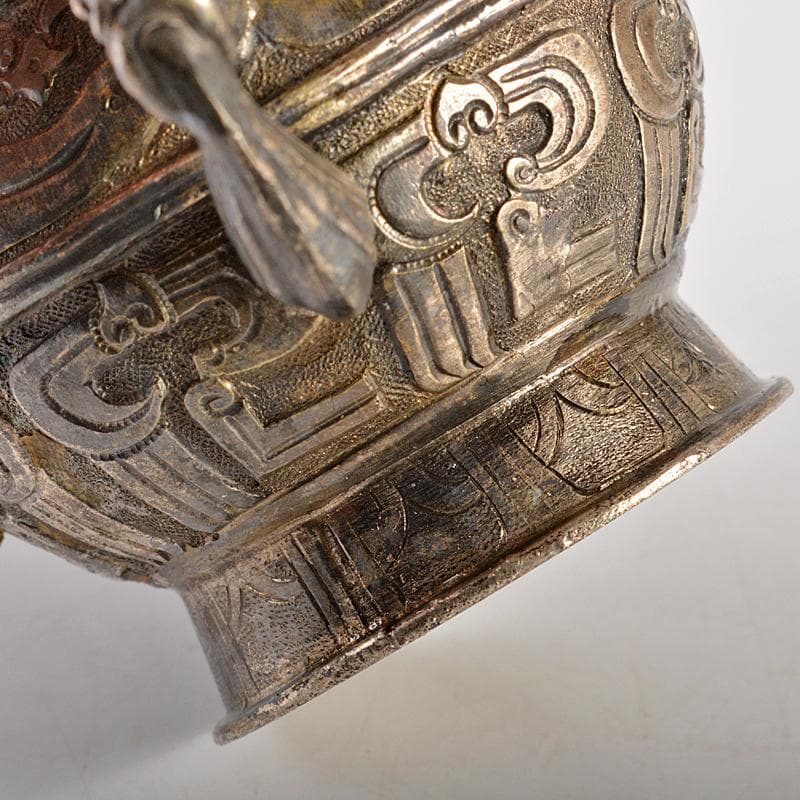 中国 白銅 饕餮文 神獣摘 水注 水滴 V R7117