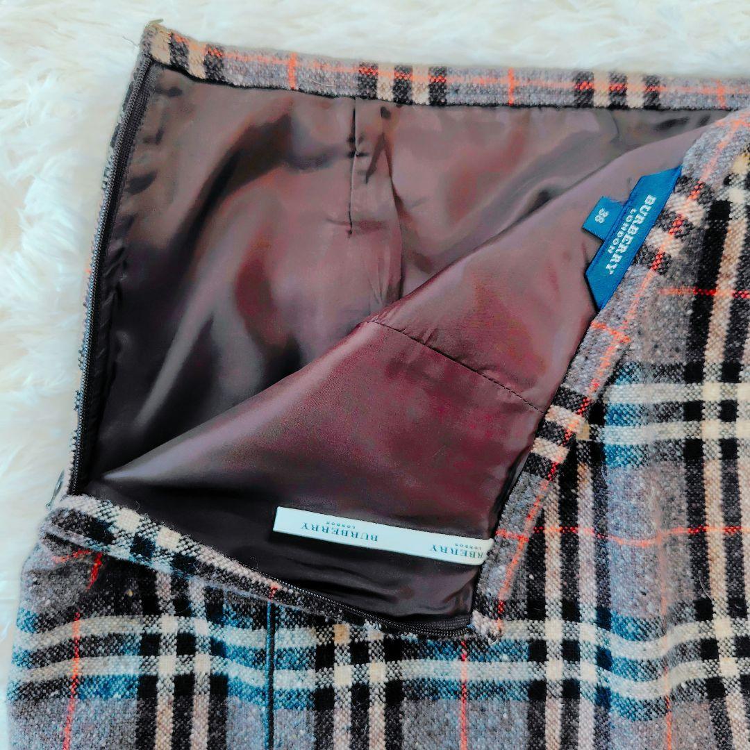 BURBERRY LONDON ツイード チェックスカート ウール カシミヤ混