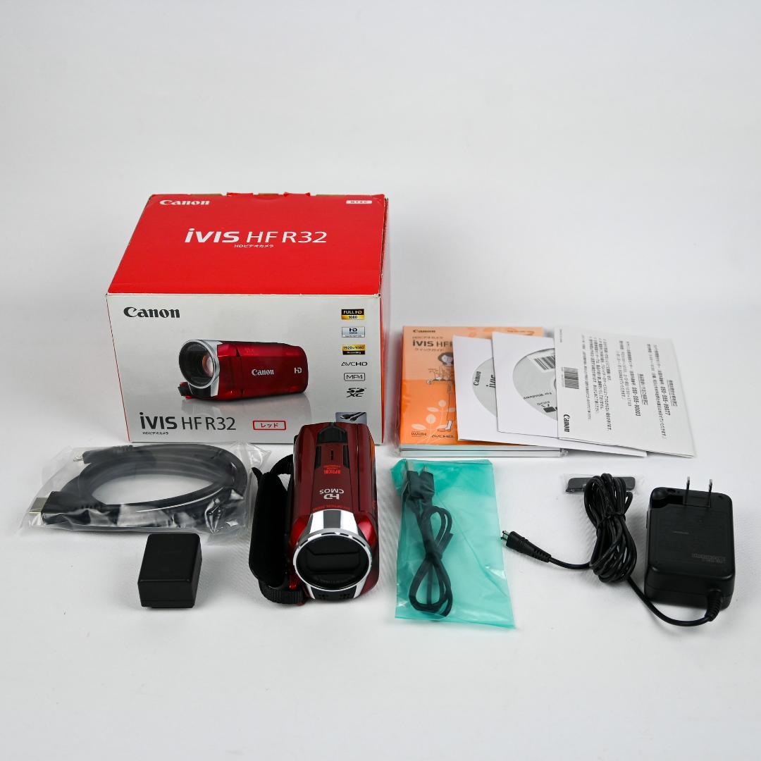 動作品】Canon ivis HF R32 ハンディビデオカメラ レッド