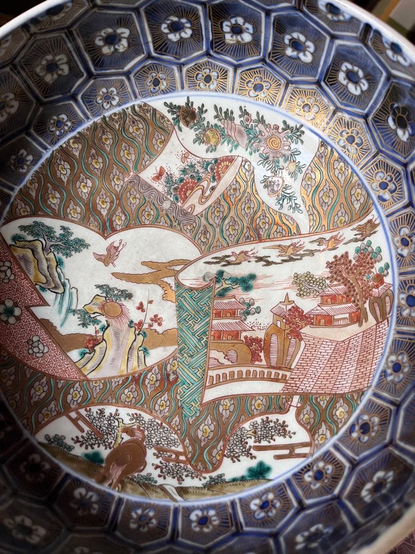 古伊万里 江戸中期 二重高台 骨董品 時代物 色絵