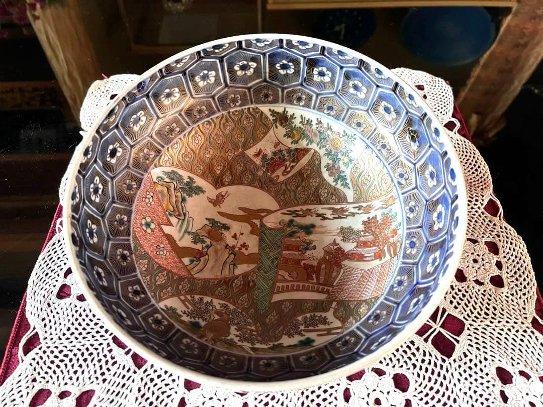 古伊万里 江戸中期 二重高台 骨董品 時代物 色絵