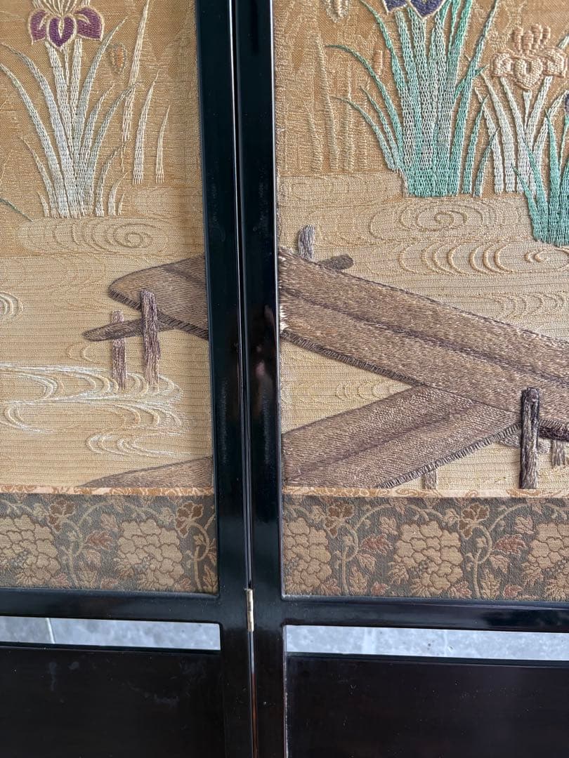 刺繍 屏風間仕切り パーテーション 菖蒲（あやめ）八つ橋（やつはし