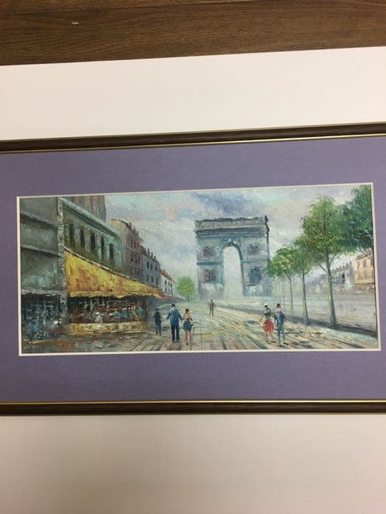 油絵絵画 手描き肉筆画(直筆)ワイド横長64センチ×34センチ額縁付き