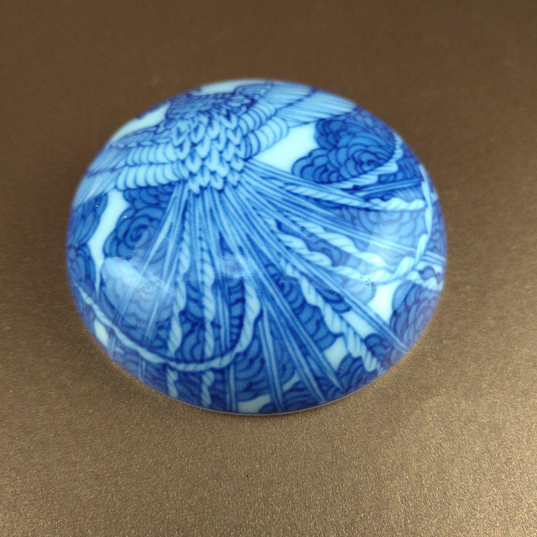 宮内庁御用達　十四代　辻常陸　染付鳳凰文　香合