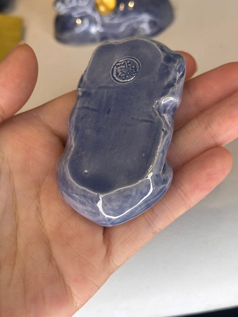 京焼 中村翠嵐 交趾 干支未 羊香合 金彩耳 共箱付 共布付 美品