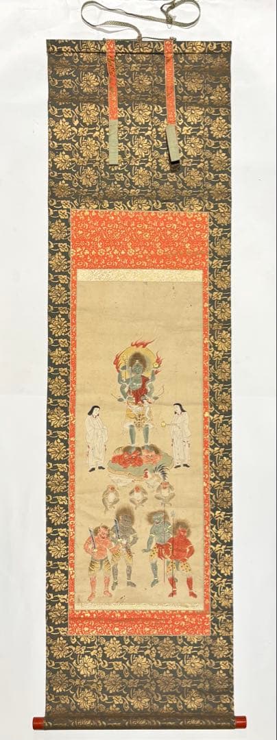 江戸時代筆 彩色画 青面金剛図」1幅|庚申 真言宗 仏画 仏教