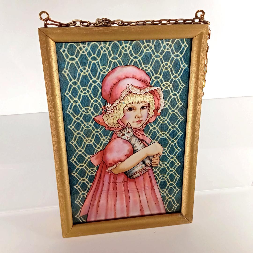 新品ジャン・ハガラ ステンドグラス 少女とお人形 ローレル グラス