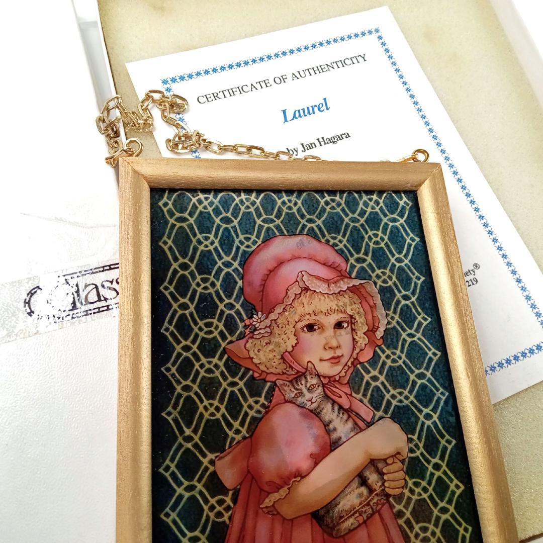 新品ジャン・ハガラ ステンドグラス 少女とお人形 ローレル グラス