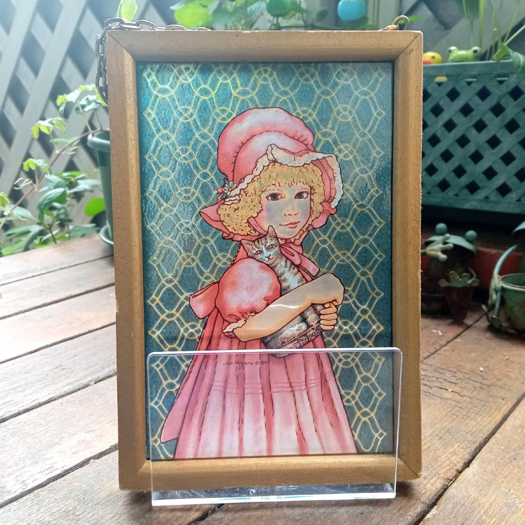 新品ジャン・ハガラ ステンドグラス 少女とお人形 ローレル グラス