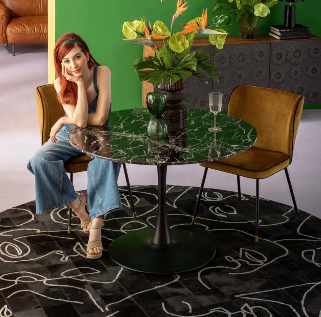 天然大理石　KARE ヴェネトマーブルブラック　直径110cm　テーブル