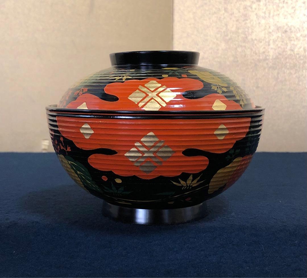 《R》正法寺蒔絵 煮物椀10客 木製漆器 漆匠春象 共布共箱 250916あ1