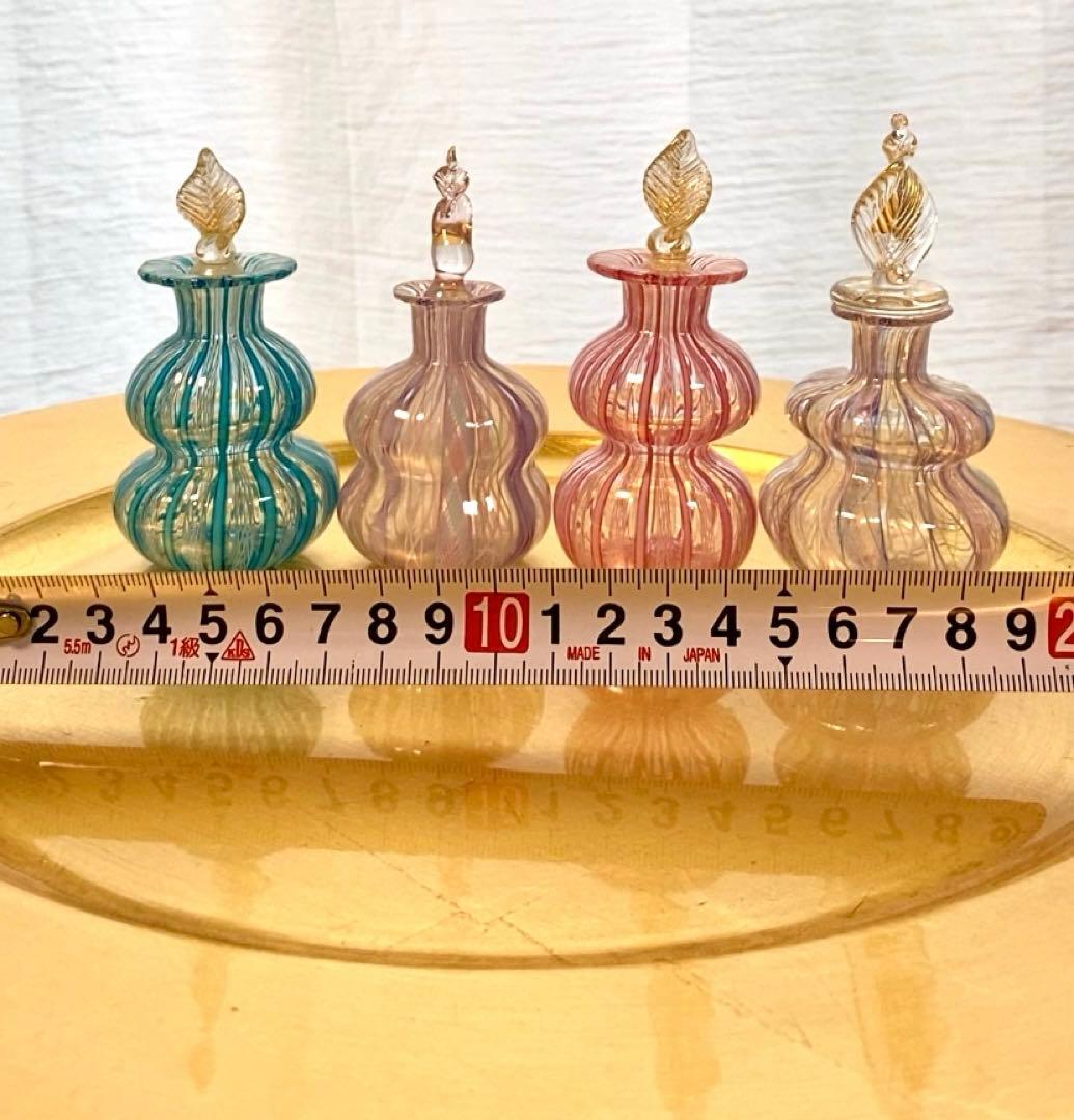 希少ムラーノ ヴェネチアングラス香水瓶ミルフィオリ置物ベネチアングラス