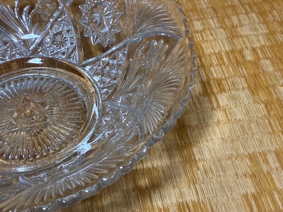 切子 ギヤマン 【六芒星】カットガラス皿 ガラス鉢 時代物