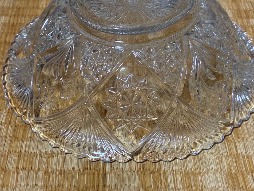 切子 ギヤマン 【六芒星】カットガラス皿 ガラス鉢 時代物