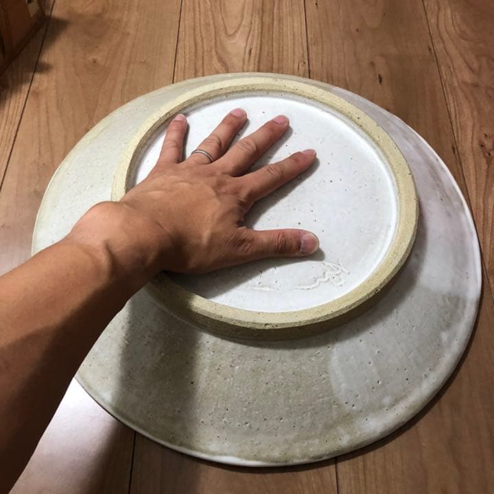 古美術品◼️蔵から出て来た、白い釉薬が美しい超特大サイズのお皿、花道具、茶道具