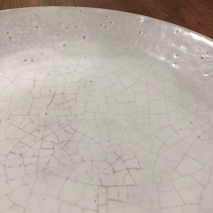 古美術品◼️蔵から出て来た、白い釉薬が美しい超特大サイズのお皿、花道具、茶道具