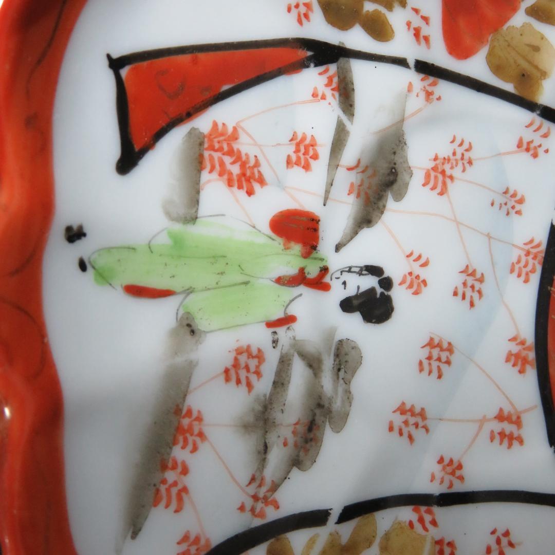 小皿 4枚 色絵付 花 銘 田代 赤絵 人物 歪み 江戸 明治 - メルカリ