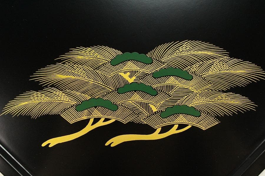 京都 象彦 松蒔絵 鶴蒔絵 菓子盆 一対 未使用(K-A998)