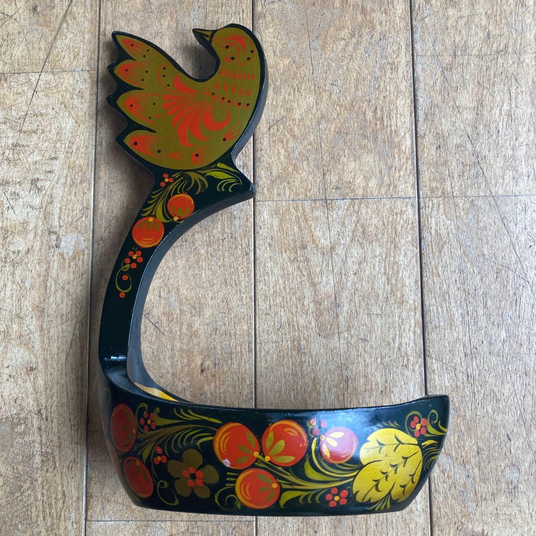 ロシアホフロマ塗り工芸品アンティーク小物入れ