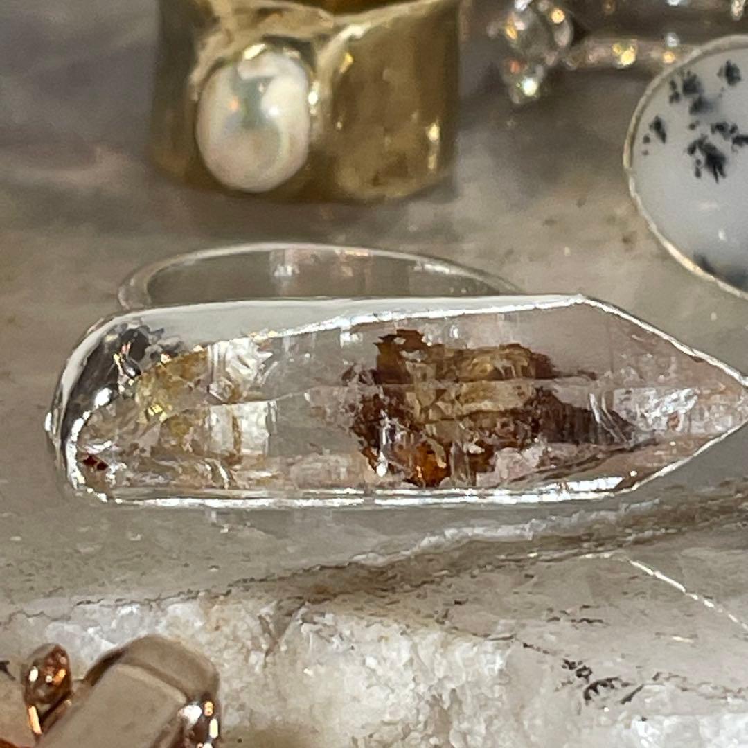 ハンドメイド　シルバー925 　シルバーリング オイルインクォーツ