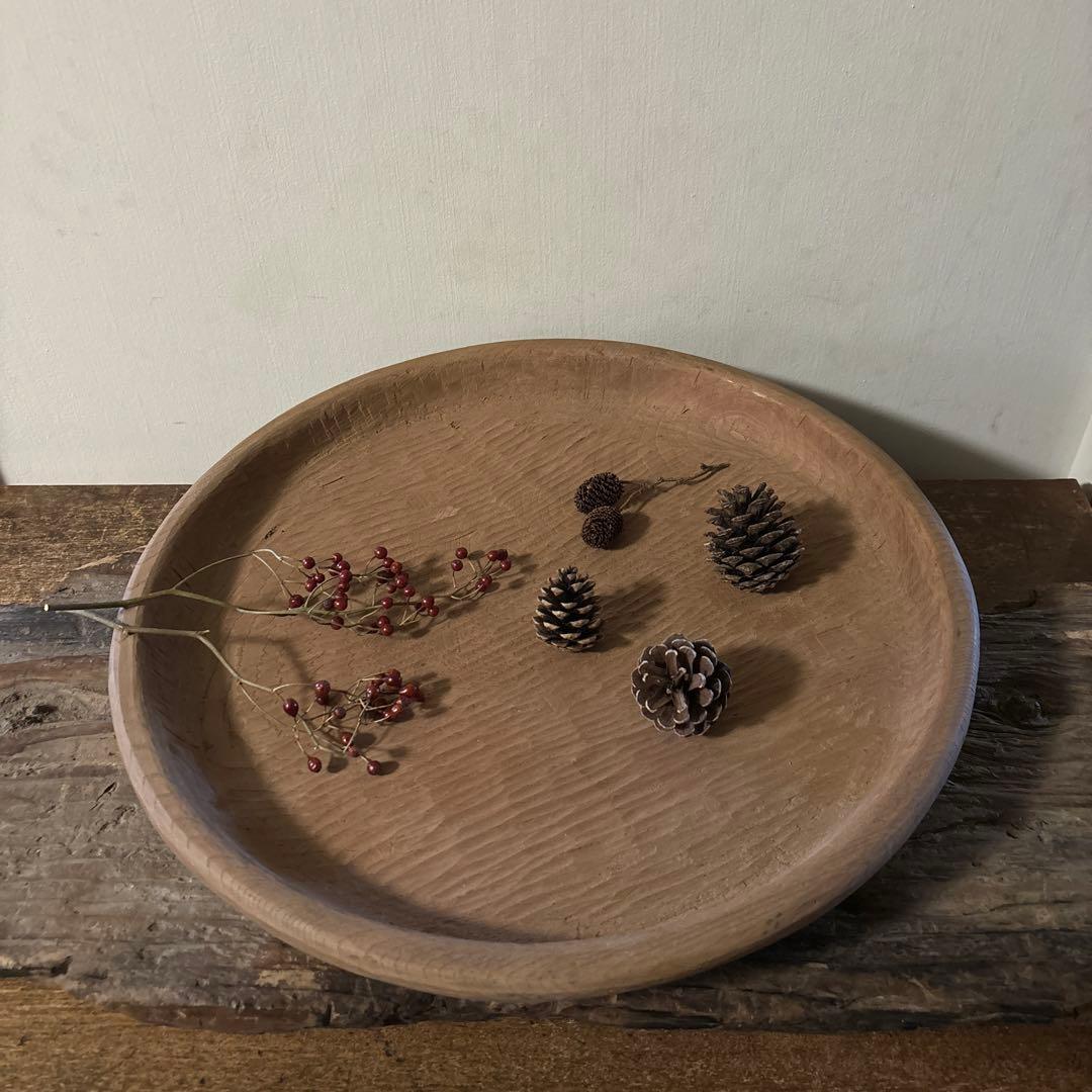 古びた日本くり抜き盆 ④丸盆 古民芸 古道具坂田 古民具 アンティーク