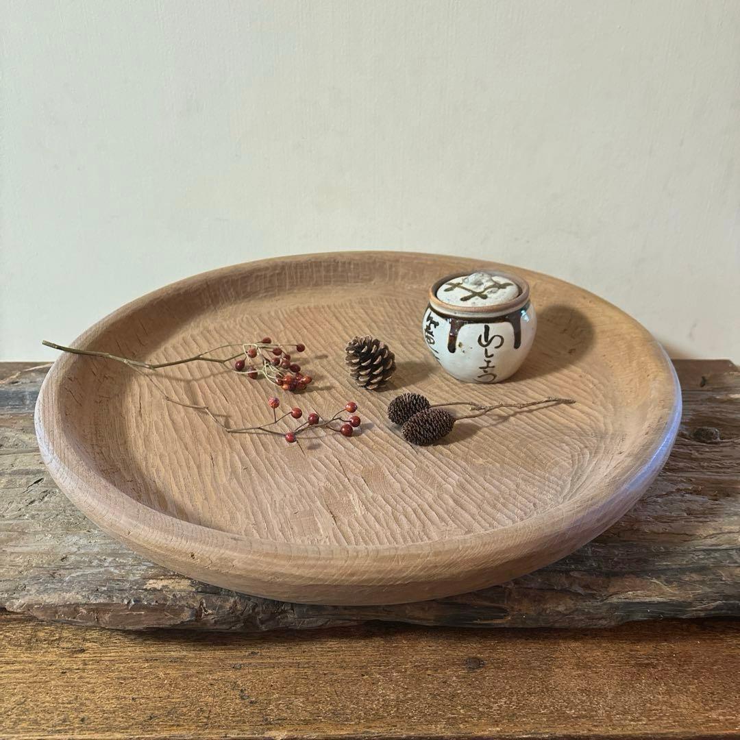 古びた日本くり抜き盆 ④丸盆 古民芸 古道具坂田 古民具 アンティーク