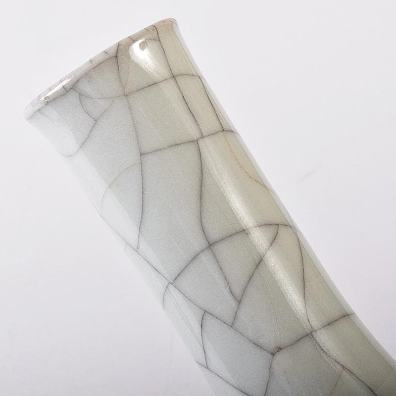 中国 大清乾隆年製款 哥窯 白磁 金糸鉄線 氷裂文 三足瓶 M 7993E