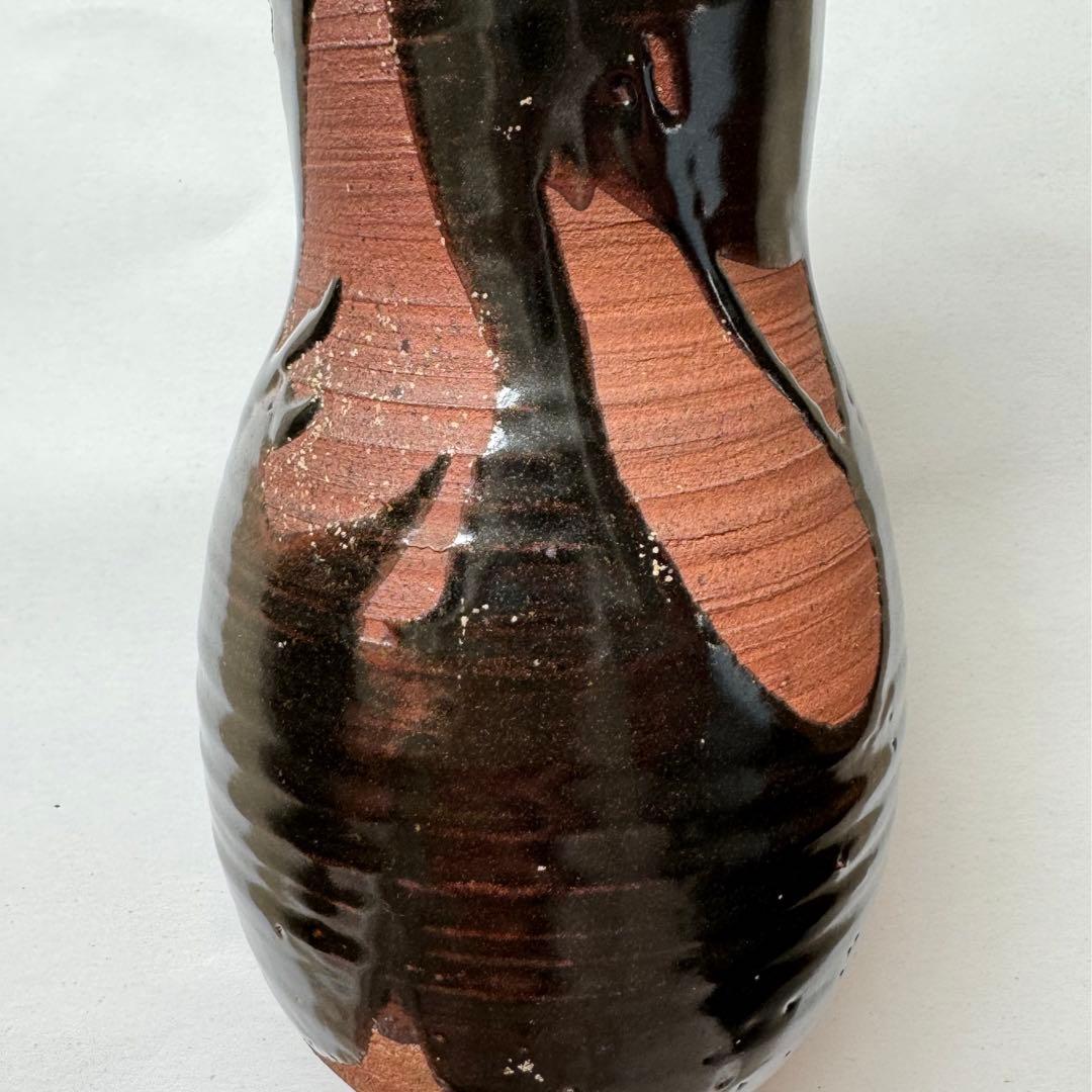 六代 清水六兵衛 黒釉 花瓶 清水焼