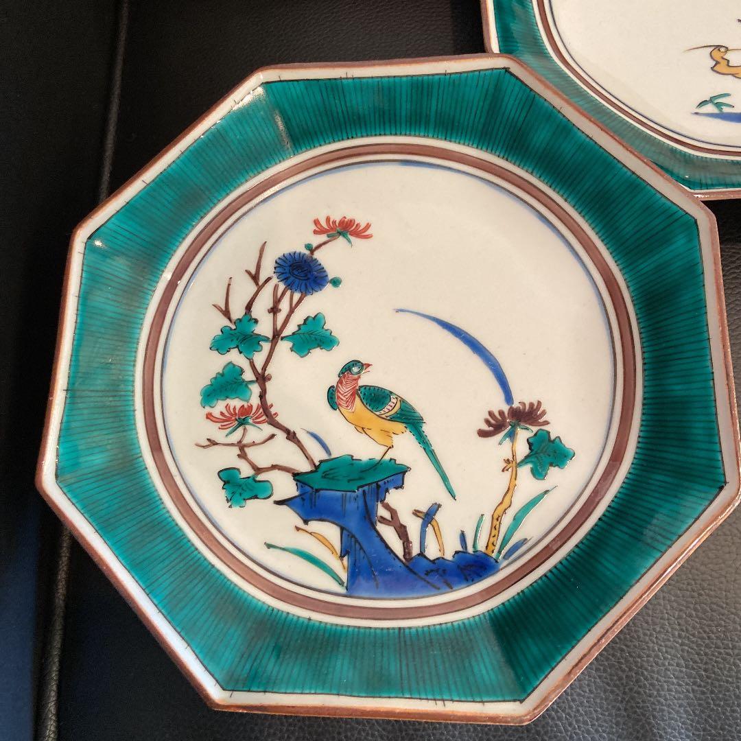 古九谷 花鳥銘々皿 共箱 八角 二重角福 陶光造 5枚揃 - メルカリ
