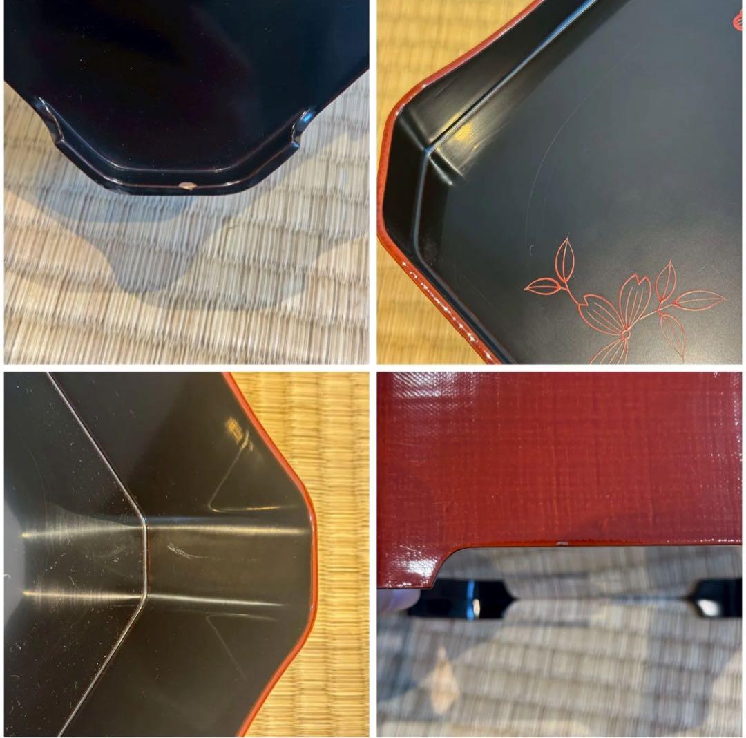 塗師 堅地屋清兵衛 作 冷泉好朱絵 縁高5重 2組 計10点 茶懐石道具 弁当箱