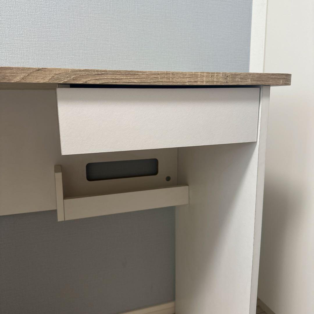 LOWYA(ロウヤ)パソコンデスクL字型、幅100cm、オーク/ホワイト