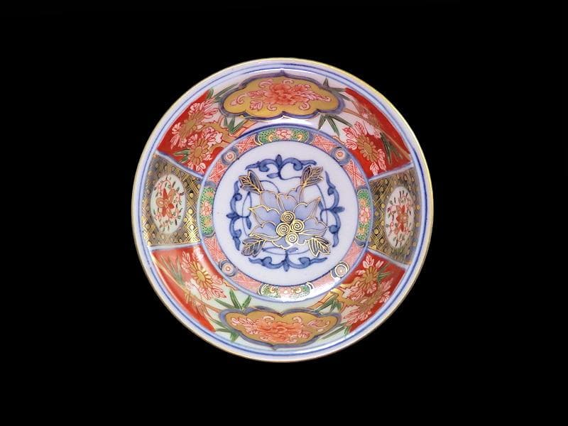 大聖寺伊万里　金襴手　窓絵　花鳥紋の図　春寒鉢　膾皿　C770 AS-fbtx