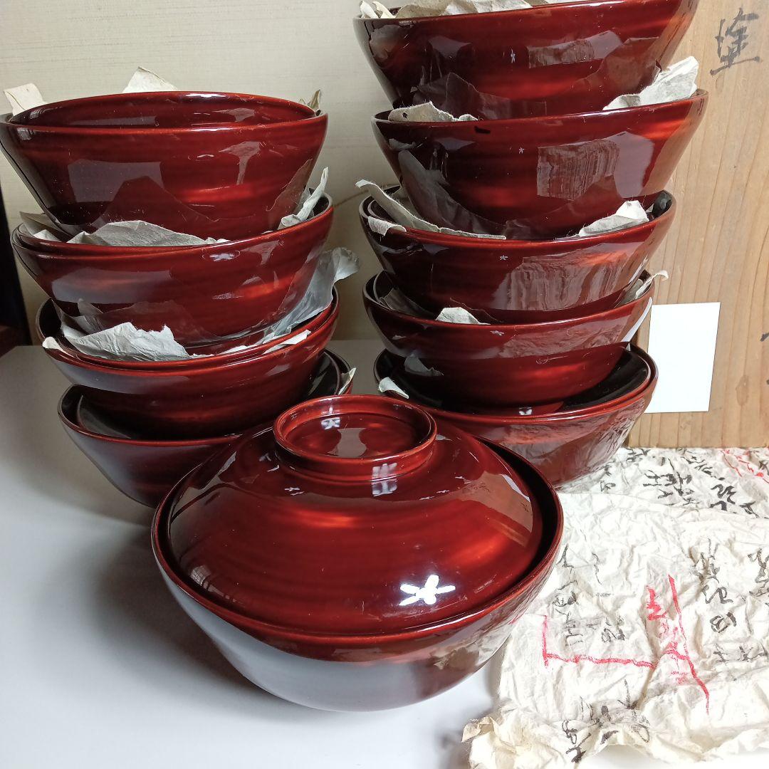 年代物　輪島塗　吸物椀拾客　久保田春太郎 F−316