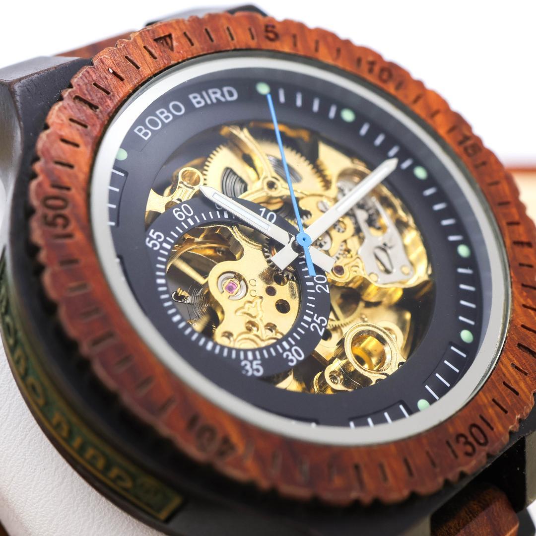 稼働 BOBO BIRD 腕時計 機械式 自動巻き 裏スケ 木製 1578
