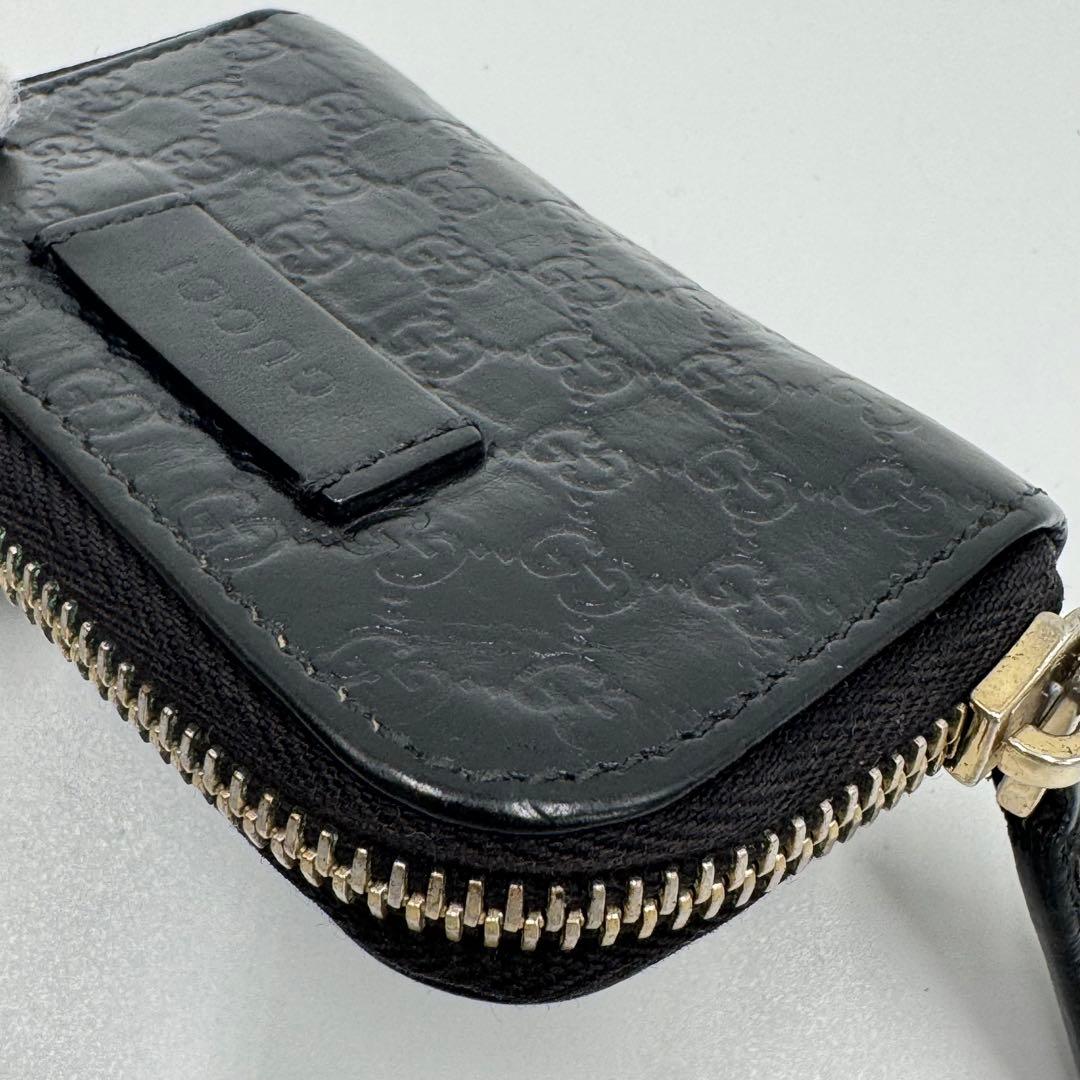 GUCCI グッチ マイクロシマ レザー ラウンドジップ ケース 男女兼用