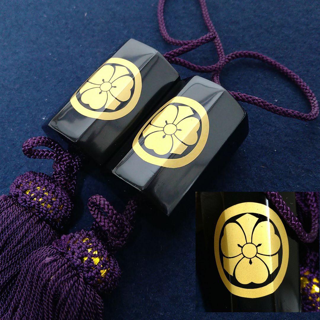 AJ60 風鎮 輪島塗 木製漆塗 八角形 蒔絵家紋 木箱 栞付 未使用