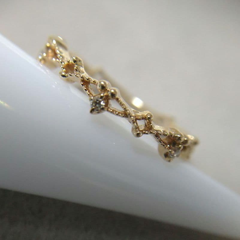 【美品】NOJESS K10 レース ダイヤモンド ピンキーリング 3号