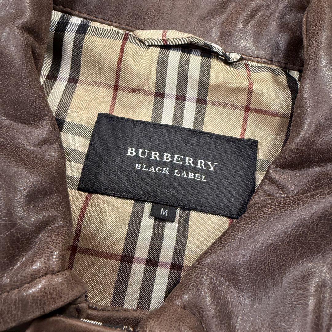バーバリーブラックレーベル ラムレザージャケット ブラウン系 M