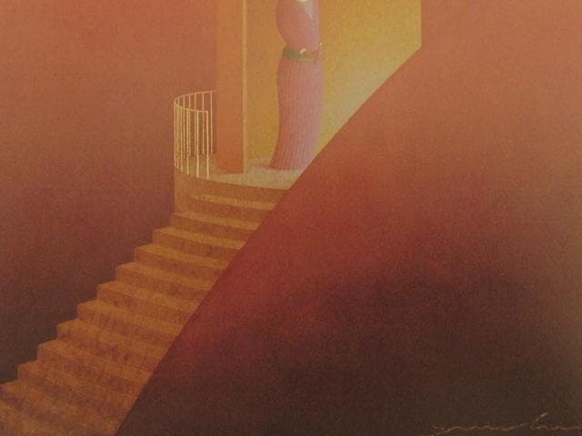 渡辺祐一、【天空の音楽】、希少な額装用画集より、新品額装付