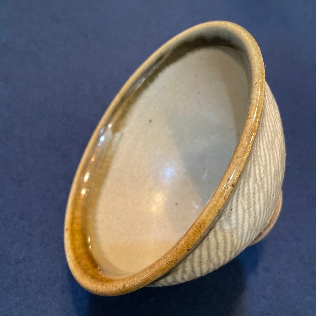 人間国宝【島岡 達三】(造)の『地釉象嵌縄文 茶碗』 茶道具 茶碗