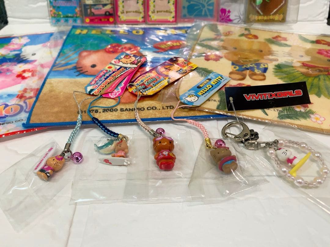 公*o様 希少レア　ご当地　日焼けキティ　ハワイ　海　根付　ミニタオル　☆まとめ