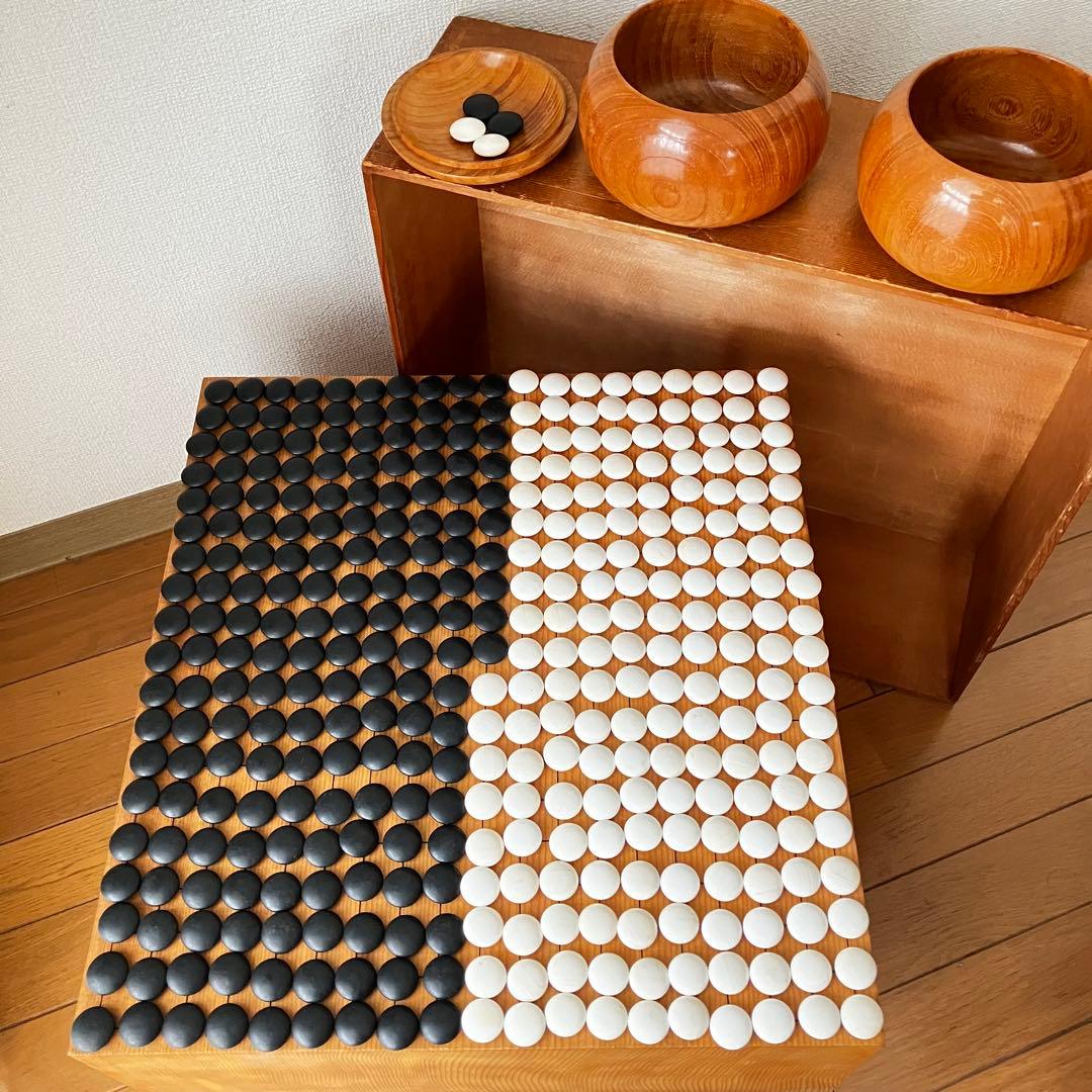 碁石、碁笥、碁笥箱のセット