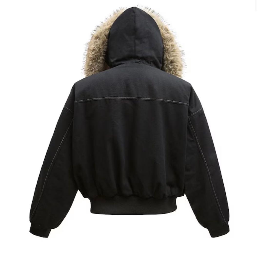ファー付きボンバージャケット 黒