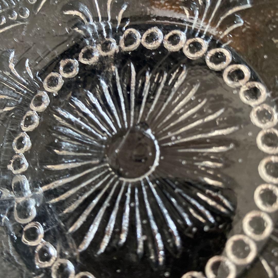 アンティークのプレスガラス製 明治〜昭和ガラスの小皿5枚セット